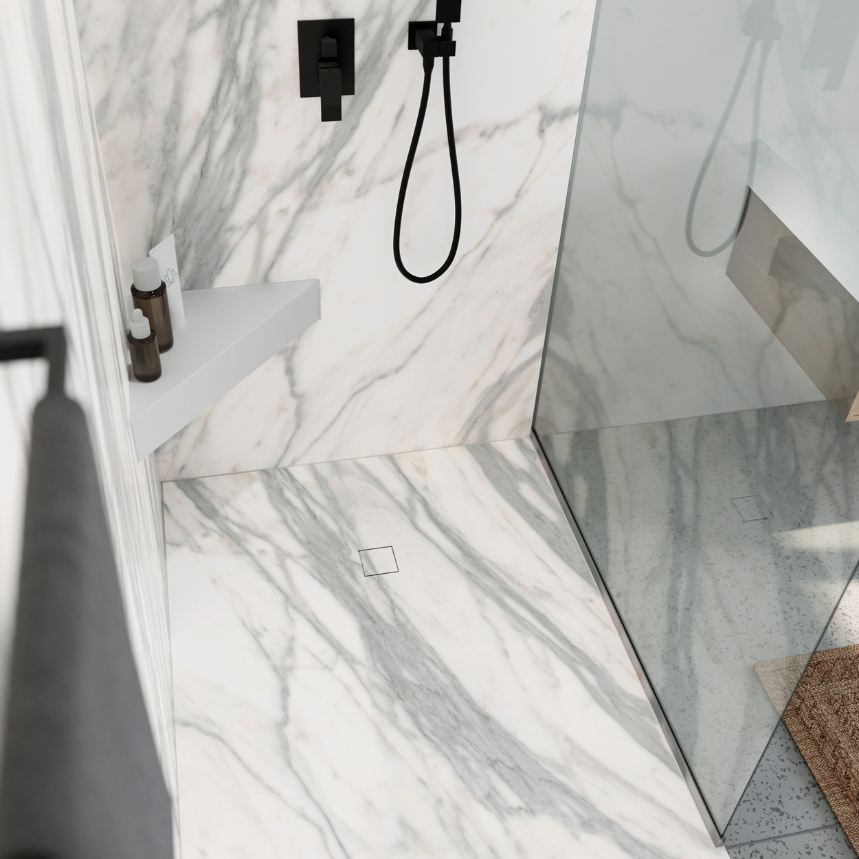 Wedi Top Wall Marble White